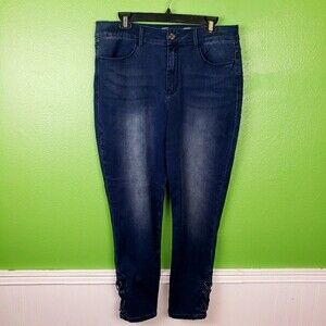 Seven 7 Women's Medium Wash Stretchy High Rise Ankle Crop Pants Size 14